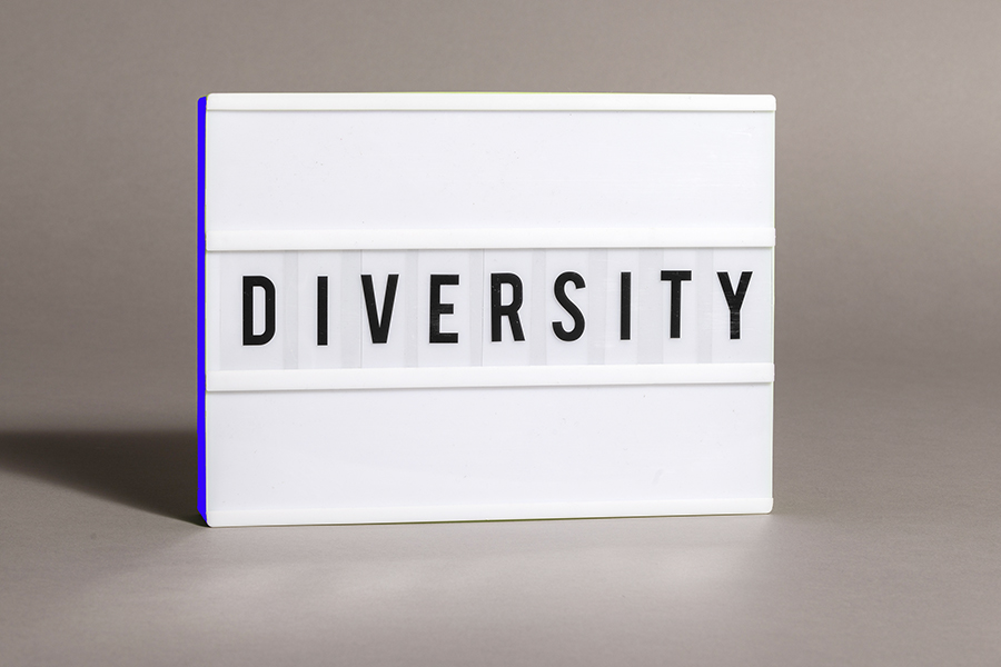 Wort "diversity" auf einem Tafel